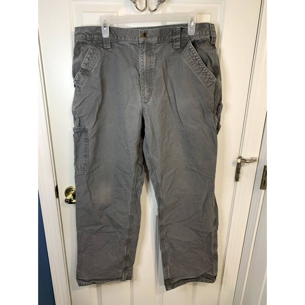 Carhartt Gray B151 FAT Distressed Cotton Canvas Work Dungarees 36 x 30